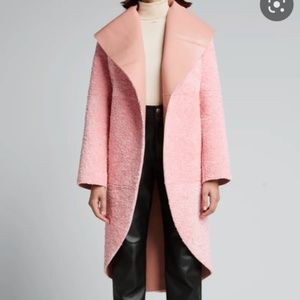 NWT $660 Alice + Olivia Megan Vegan REVERSIBLE Coat in Dusty Pink - size Small!